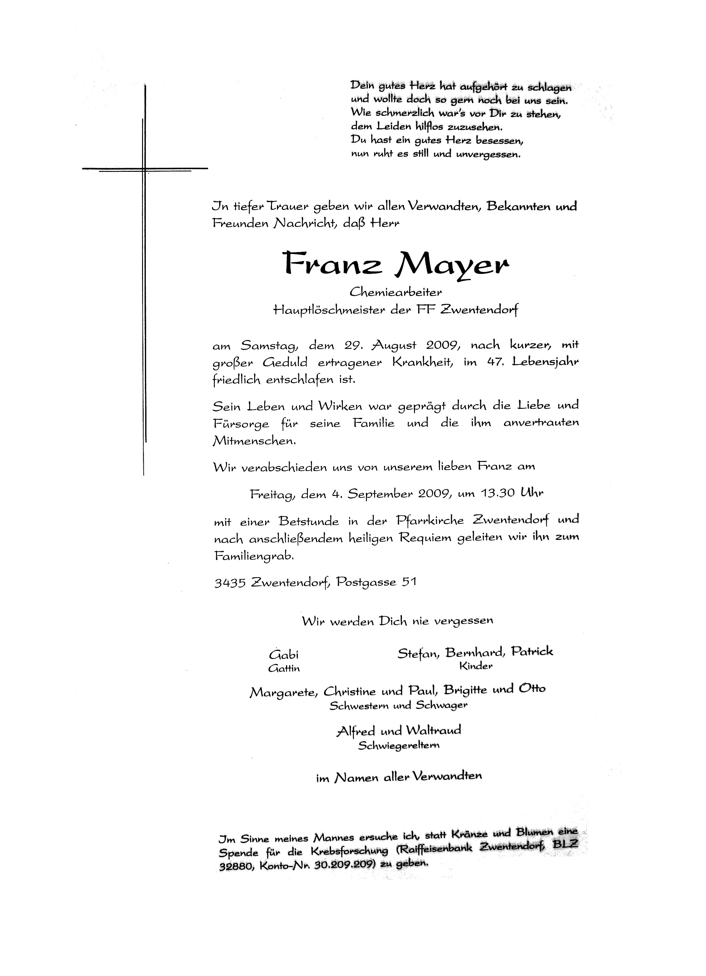 HLM Franz Mayer verstorben